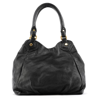 Black Leather Classic Q Fran 2-Way Bag