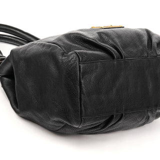 Black Leather Classic Q Fran 2-Way Bag