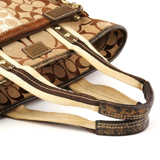 10234 Beige Brown Signature Patchwork Tote Bag