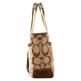 10234 Beige Brown Signature Patchwork Tote Bag
