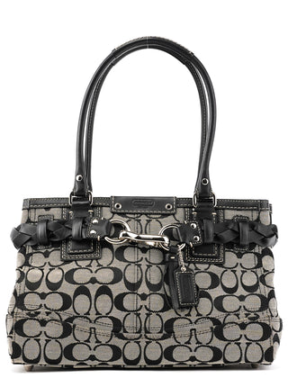 F15665 Grey Black Signature Hamptons Tote Bag