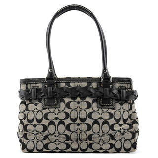 F15665 Grey Black Signature Hamptons Tote Bag