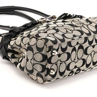 F15665 Grey Black Signature Hamptons Tote Bag