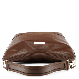 001 4204 Brown Leather Hobo Shoulder Bag