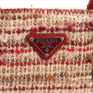 Fall 2000 Red Beige English Wool Tweed Tote Bag