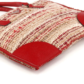 Fall 2000 Red Beige English Wool Tweed Tote Bag