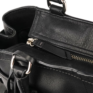 8A71 Black Leather Hamptons Tote Bag