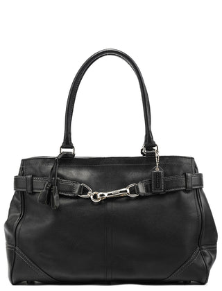 8A71 Black Leather Hamptons Tote Bag