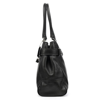 8A71 Black Leather Hamptons Tote Bag