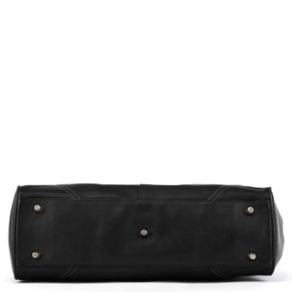 8A71 Black Leather Hamptons Tote Bag