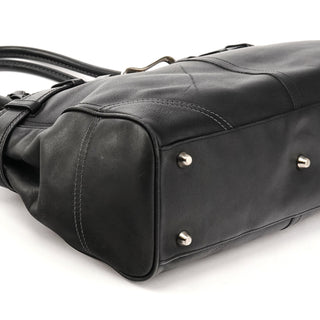 8A71 Black Leather Hamptons Tote Bag