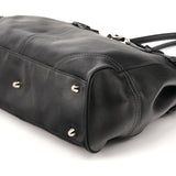 8A71 Black Leather Hamptons Tote Bag