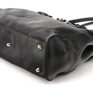 8A71 Black Leather Hamptons Tote Bag