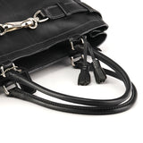8A71 Black Leather Hamptons Tote Bag