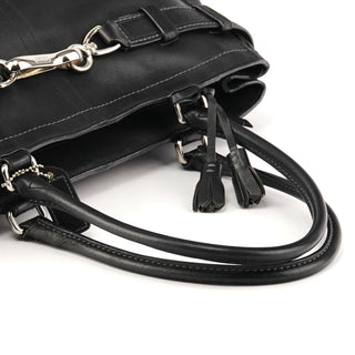 8A71 Black Leather Hamptons Tote Bag
