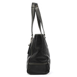 F13960 Black Pebbled Leather Turnlock Tote Bag