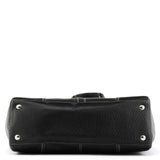 F13960 Black Pebbled Leather Turnlock Tote Bag