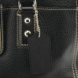 F13960 Black Pebbled Leather Turnlock Tote Bag
