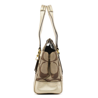 F11620 Beige Gold Signature Turnlock Tote Bag