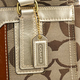 F11620 Beige Gold Signature Turnlock Tote Bag