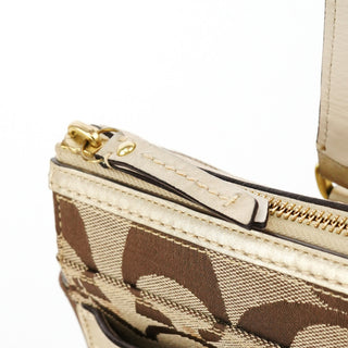 F11620 Beige Gold Signature Turnlock Tote Bag