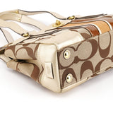 F11620 Beige Gold Signature Turnlock Tote Bag
