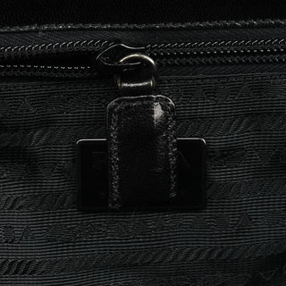 Black Vitello Leather Shoulder Bag