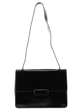 Black Vitello Leather Shoulder Bag