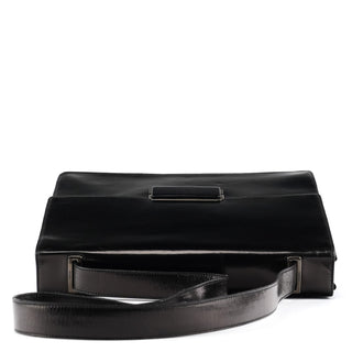 Black Vitello Leather Shoulder Bag