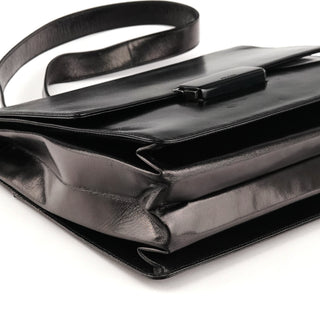 Black Vitello Leather Shoulder Bag