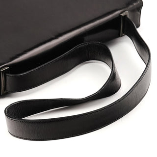 Black Vitello Leather Shoulder Bag