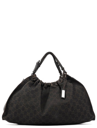 76554 Brown GG Canvas Ruched Handbag