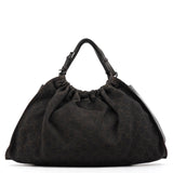 76554 Brown GG Canvas Ruched Handbag