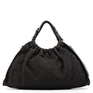 76554 Brown GG Canvas Ruched Handbag