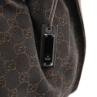 76554 Brown GG Canvas Ruched Handbag