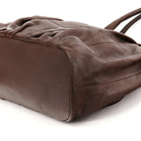 Dark Brown Leather Pillow Tote Bag