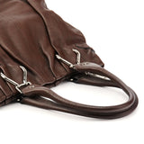 Dark Brown Leather Pillow Tote Bag