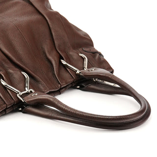 Dark Brown Leather Pillow Tote Bag