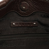 Dark Brown Leather Pillow Tote Bag
