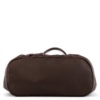 Dark Brown Leather Pillow Tote Bag