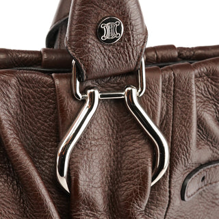 Dark Brown Leather Pillow Tote Bag