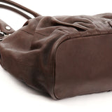 Dark Brown Leather Pillow Tote Bag