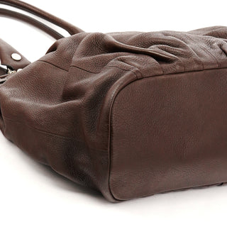 Dark Brown Leather Pillow Tote Bag