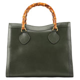 002 8260 Green Leather Diana Bamboo Tote Bag