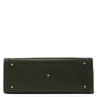002 8260 Green Leather Diana Bamboo Tote Bag