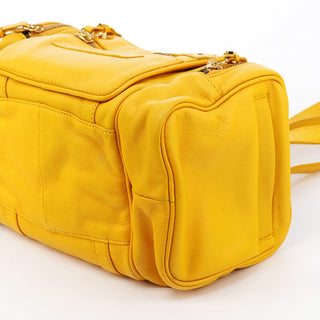 Yellow Leather Boston Bag