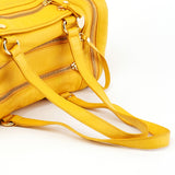 Yellow Leather Boston Bag