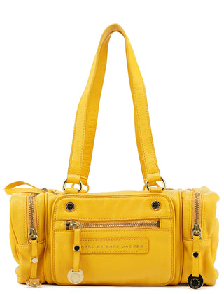 Yellow Leather Boston Bag