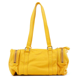 Yellow Leather Boston Bag
