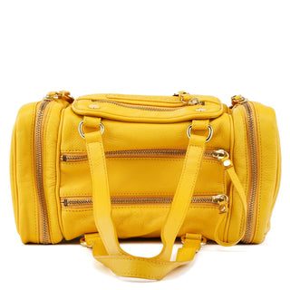 Yellow Leather Boston Bag